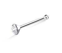 4mm. Bezel Set Rhinestone Silver Bone Nose Stud NSKD-14